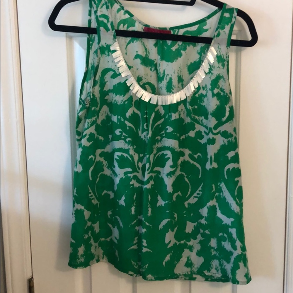 Velvet green and white top.